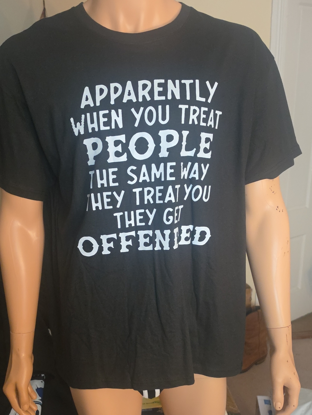 Men's Black Graphic Short-Sleeve Tee with White Text